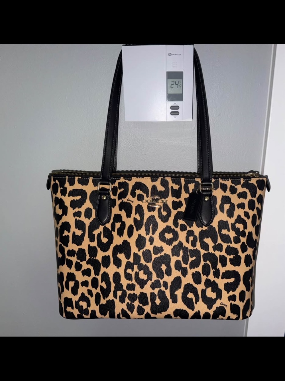 Coach gallery leopard print tote bag